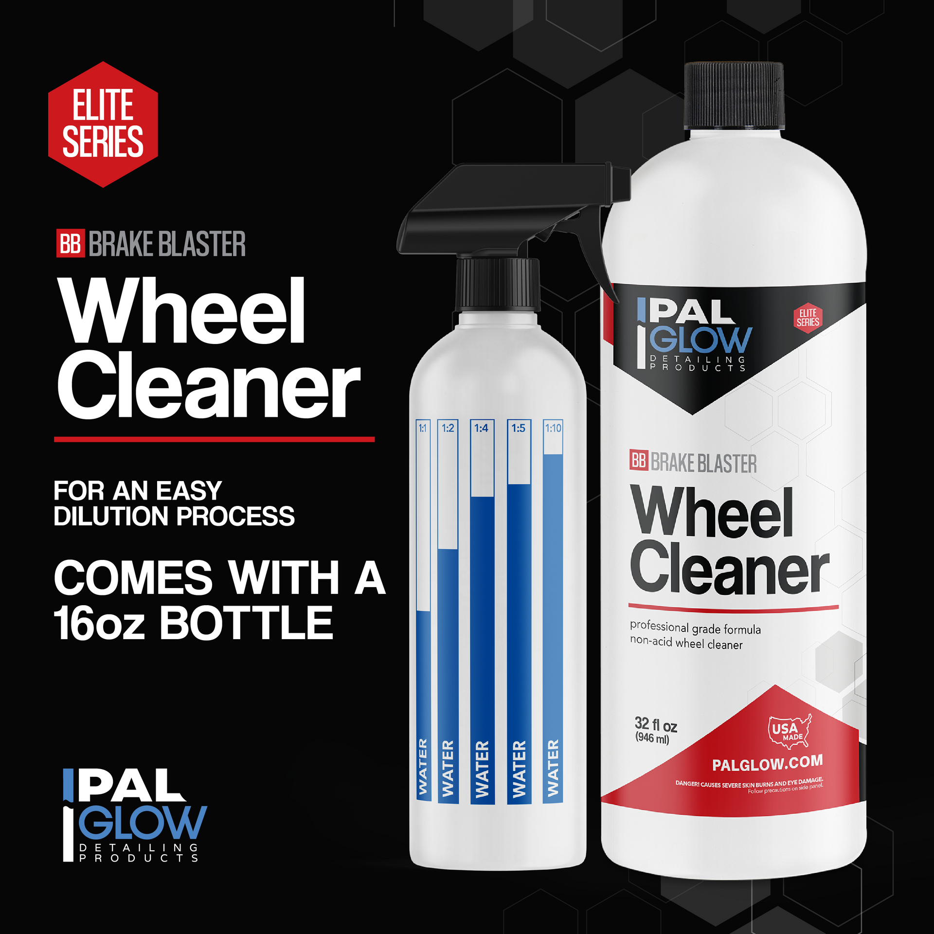 Brake Blaster non-acid wheel cleaner concentrated with dilution spray bottle