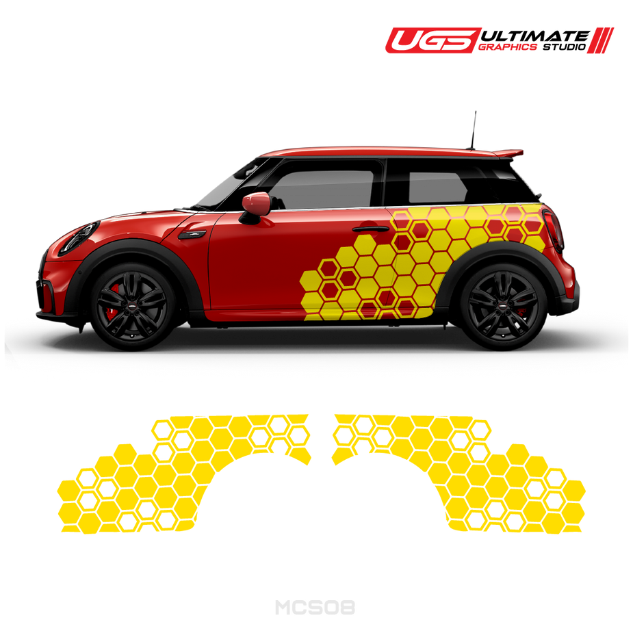 Mini Cooper Side Honeycomb Pattern Graphics – Ultimate Graphics Studio